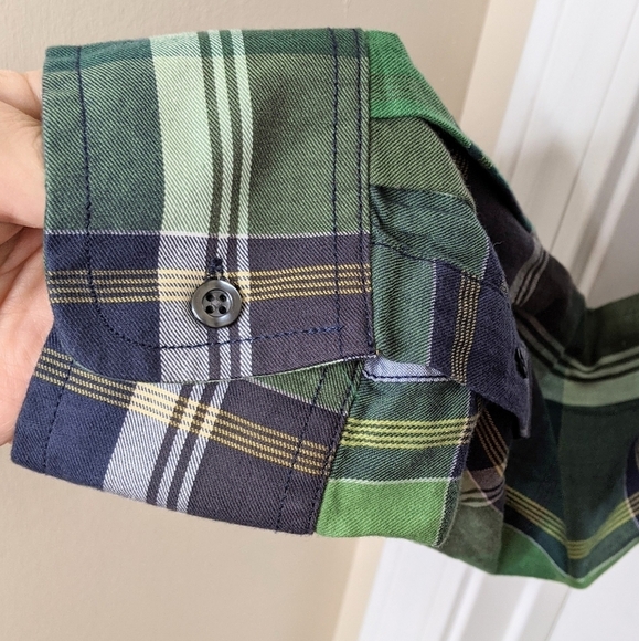 OLD NAVY Men's Blue and Green Plaid Long Sleeve Button Down Shirt Size XL NWT - Picture 3 of 8